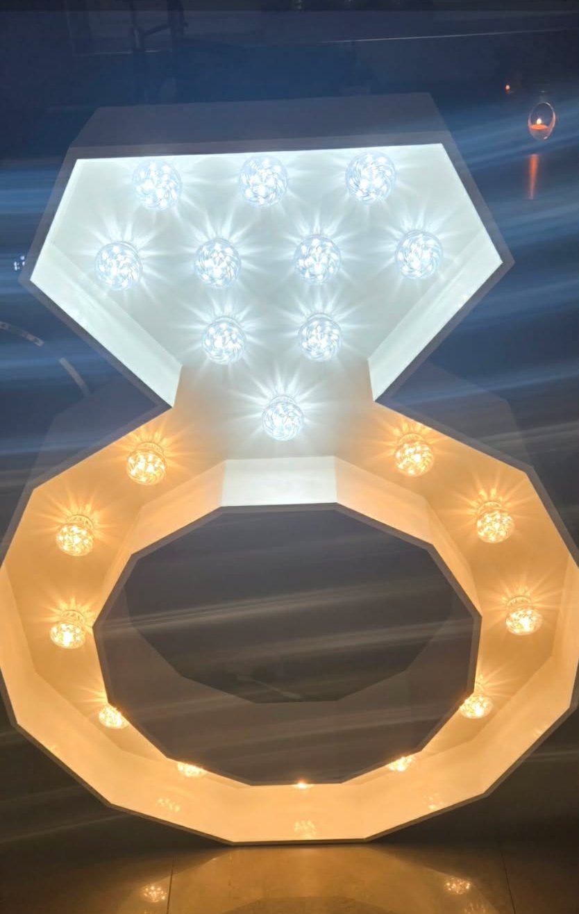 Giant light-up engagement ring