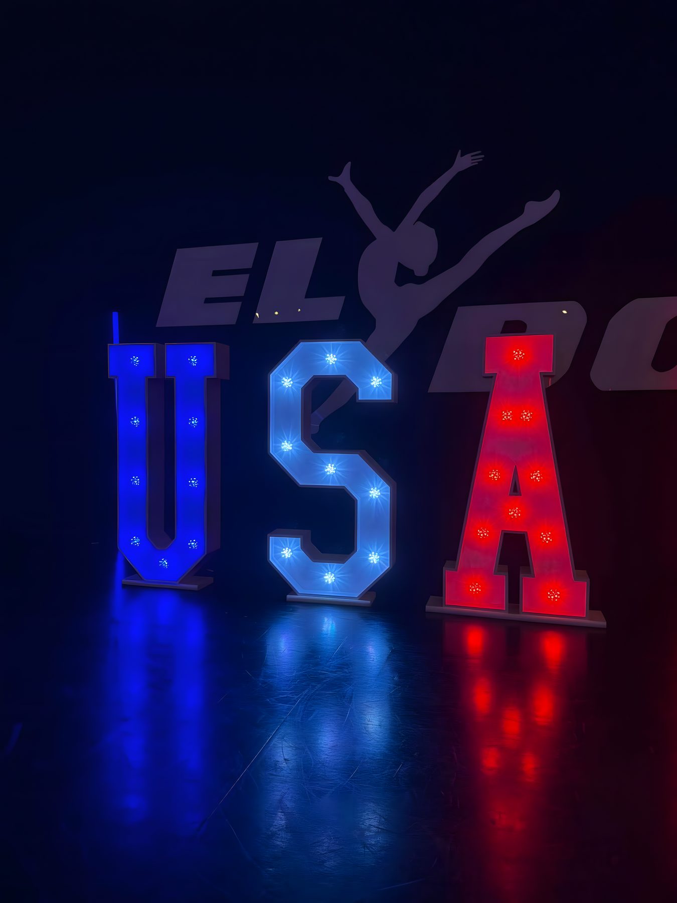 Custom red white and blue USA light-up letters